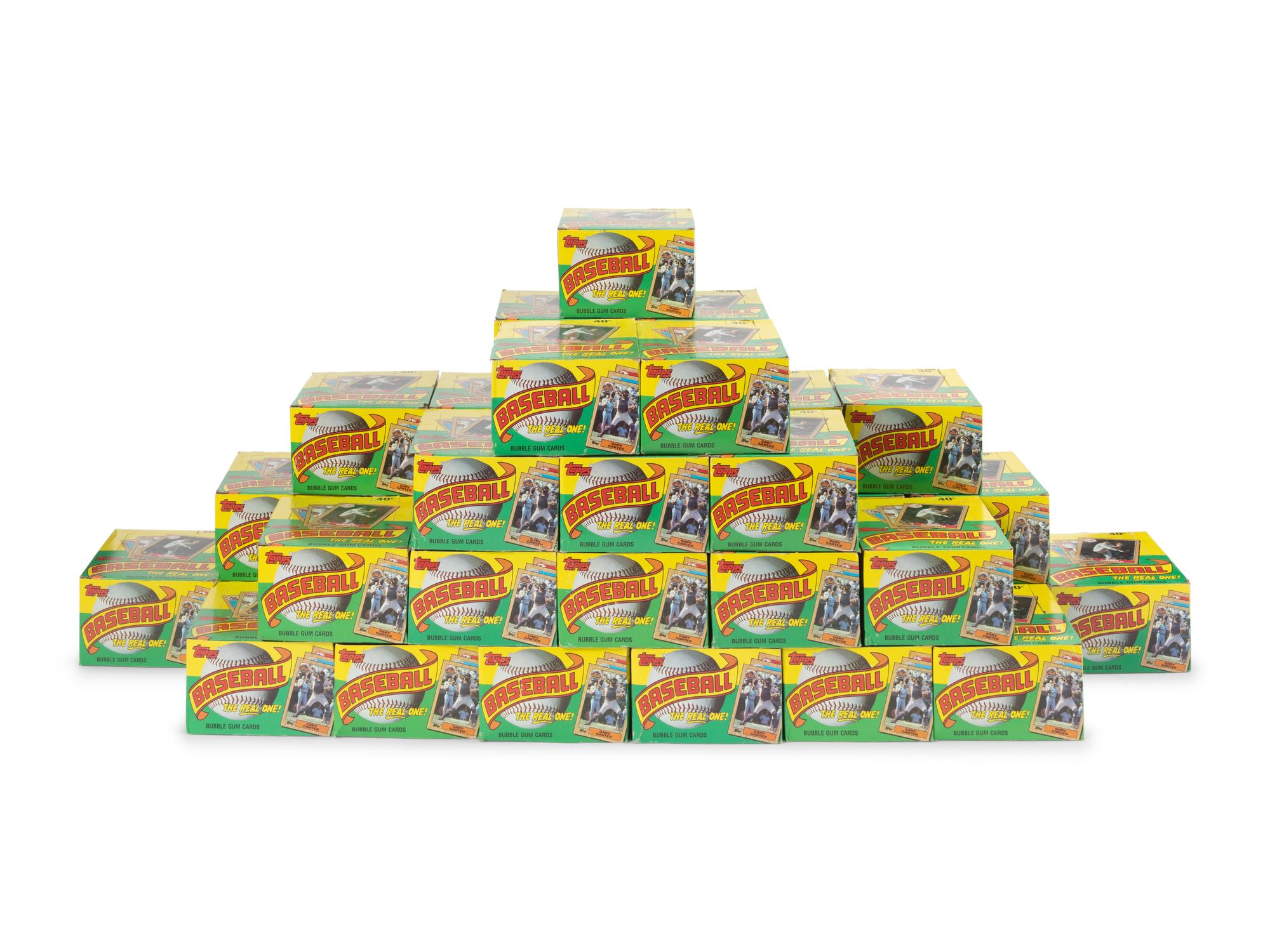 A Group of 38 Case Fresh Wax Boxes of 1987 Topps Baseball Cards