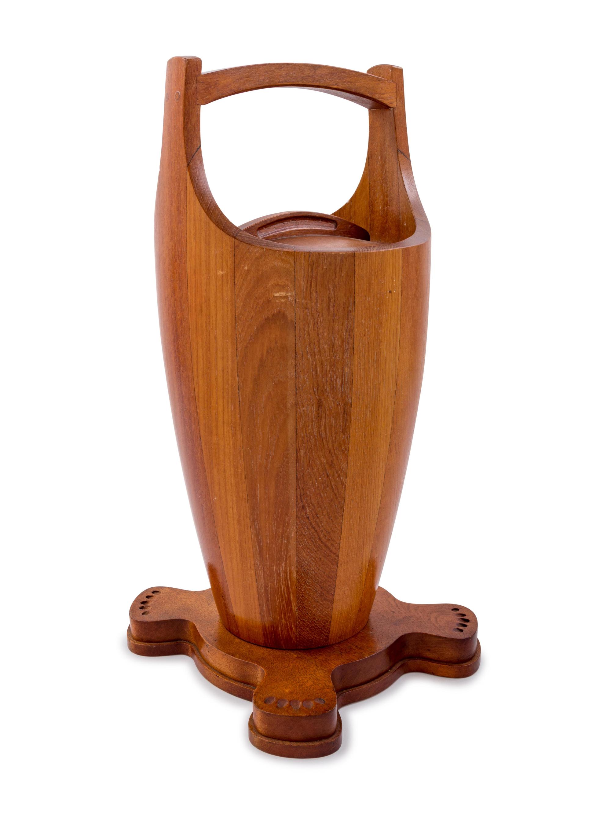 A Danish Teak Waste Pail and Stand