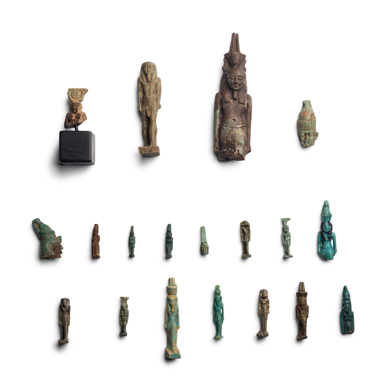 Nineteen Egyptian Faience Amulets of Deities