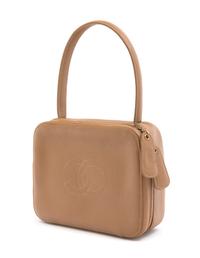 A Chanel Taupe Leather Handbag, 6" x 8" x 2.75".