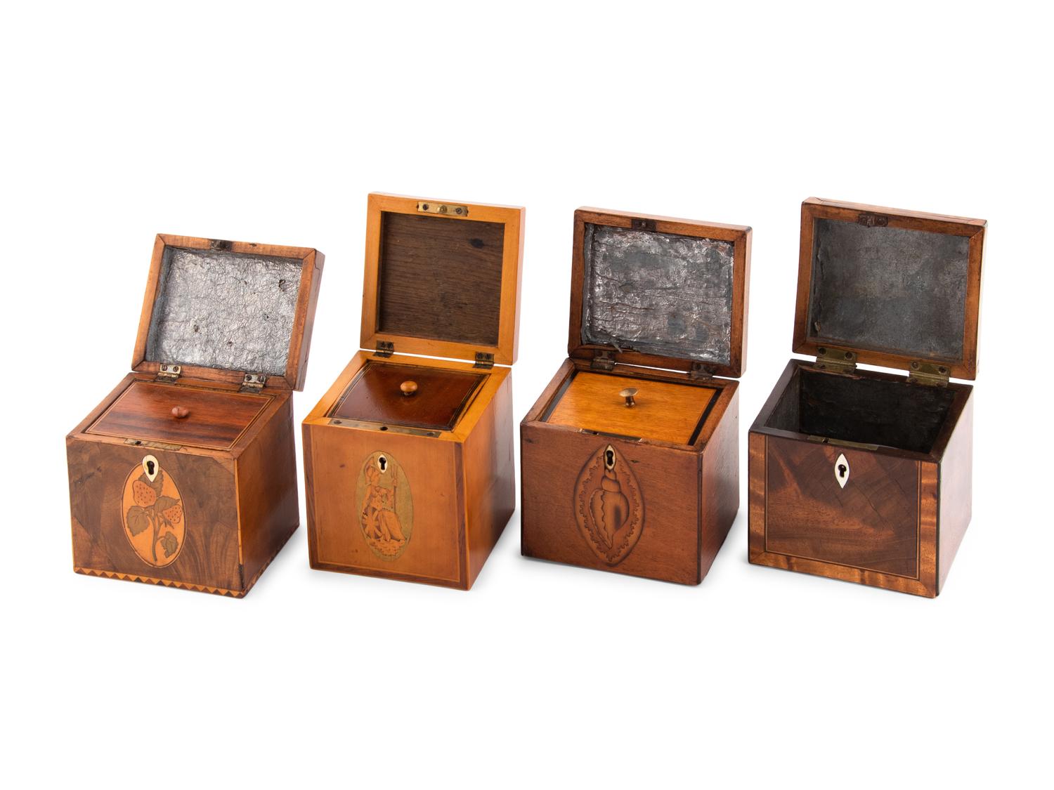 A Group of Four English Tea Caddies