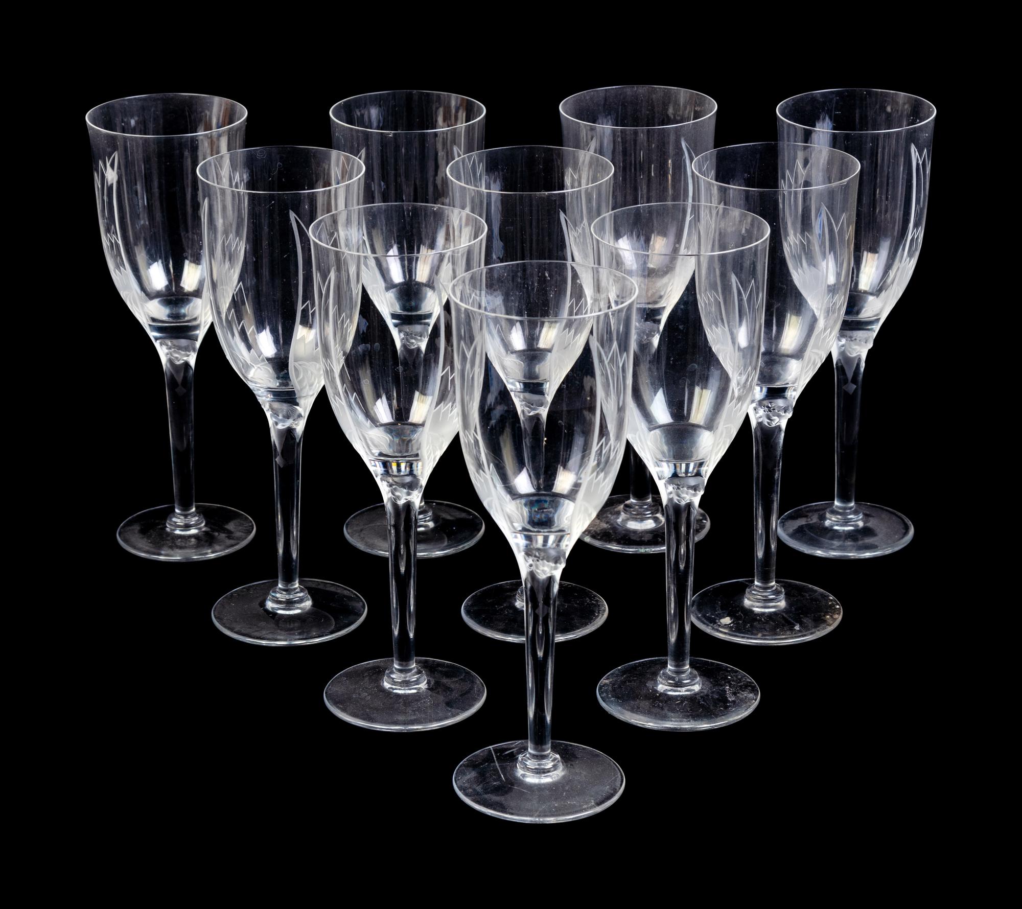 A Set of Twenty-Six Lalique Ange Glasses