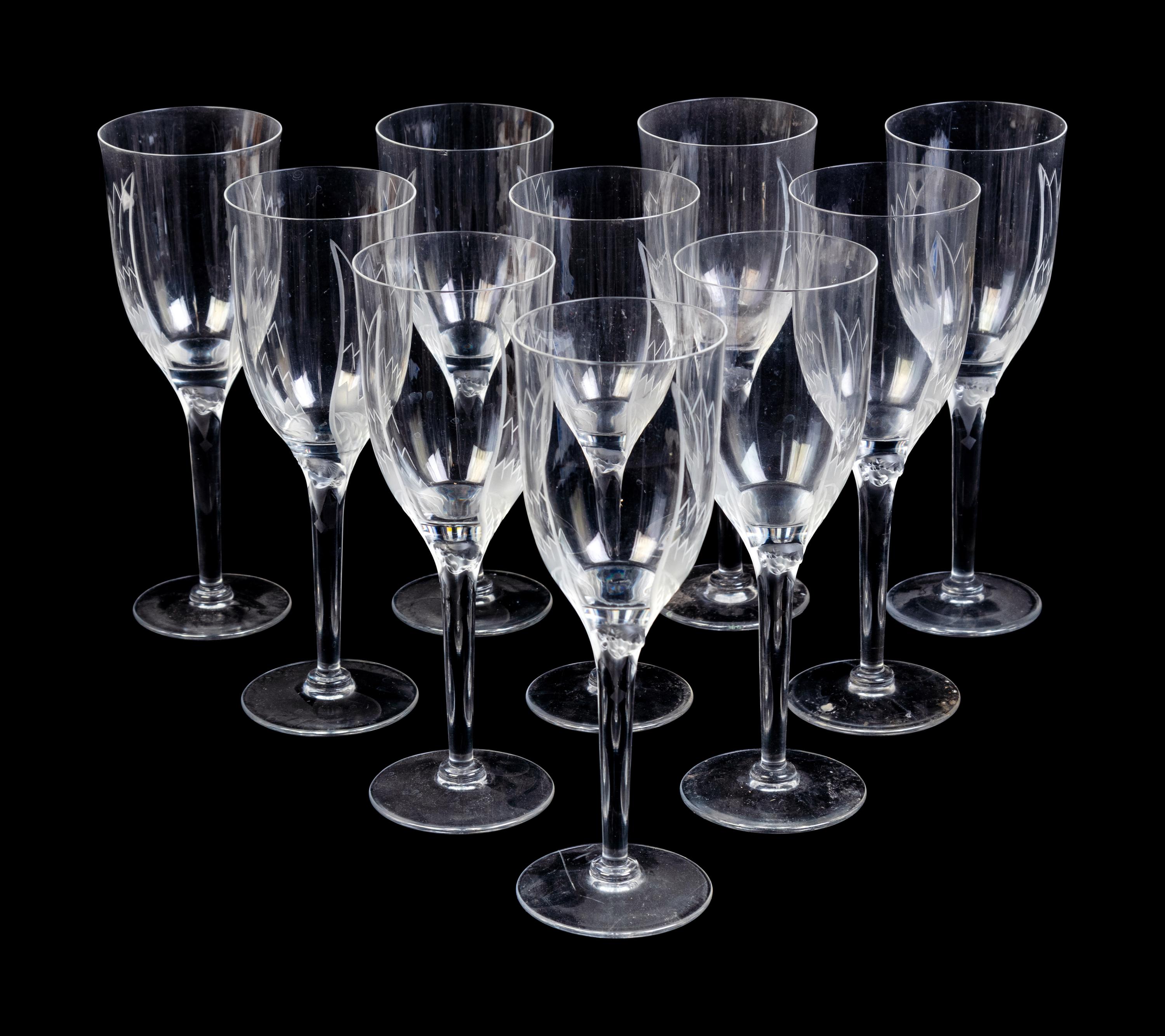 A Set of Twenty-Six Lalique Ange Glasses
