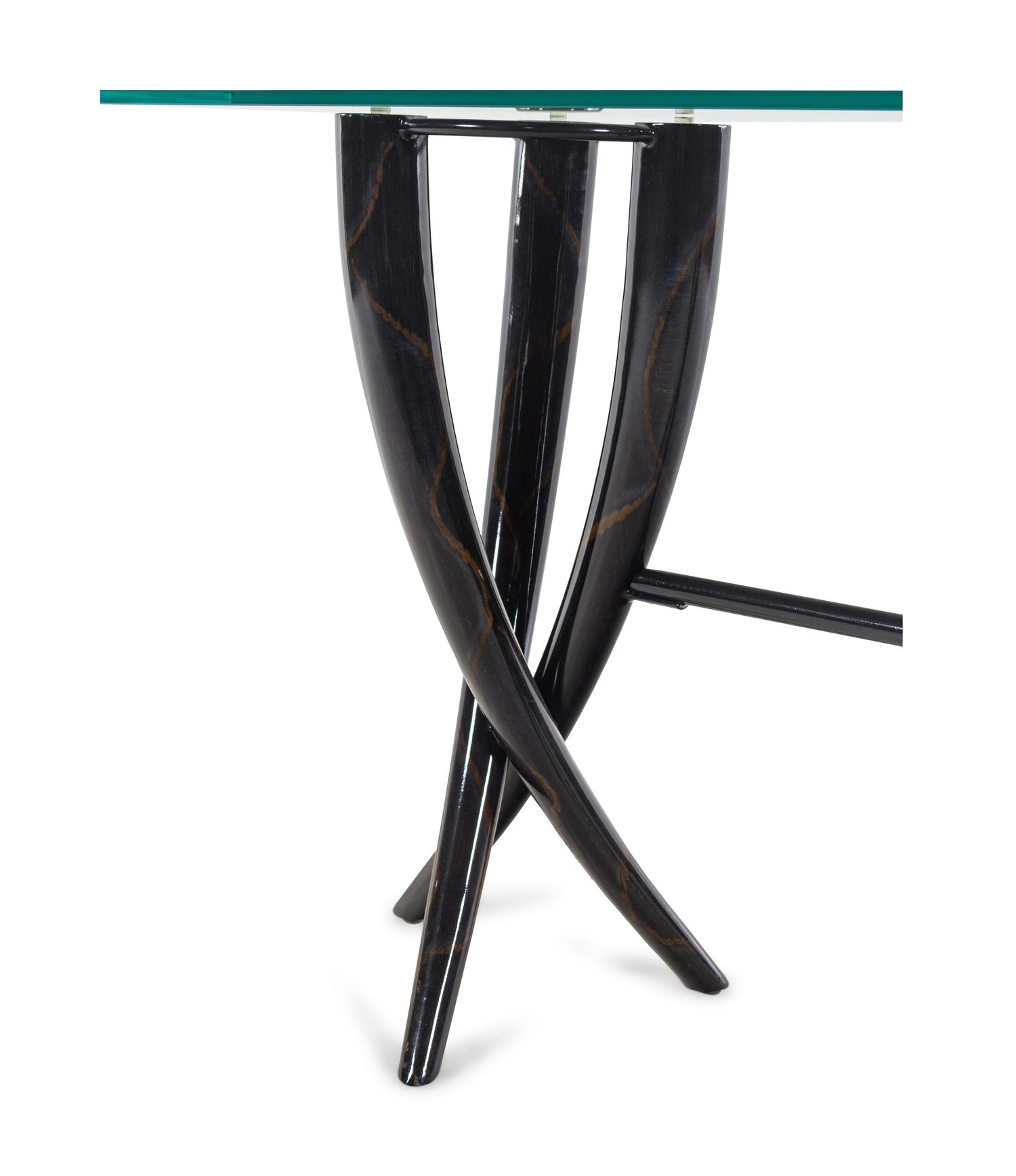 A Contemporary Enameled Metal and Glass Console Table