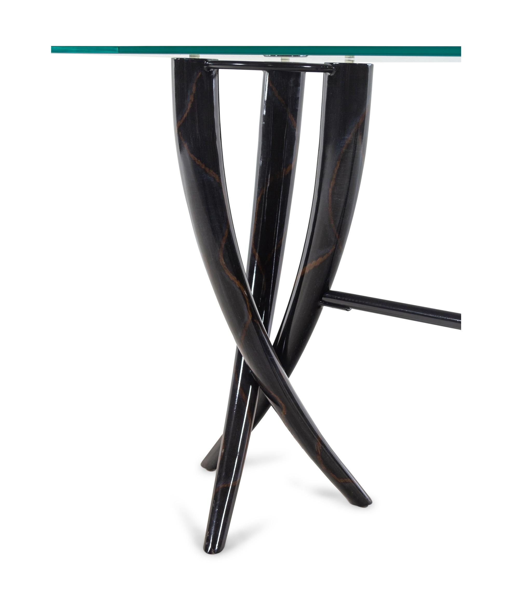 A Contemporary Enameled Metal and Glass Console Table