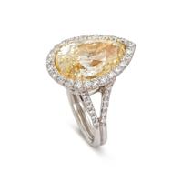 FANCY YELLOW DIAMOND AND DIAMOND RING