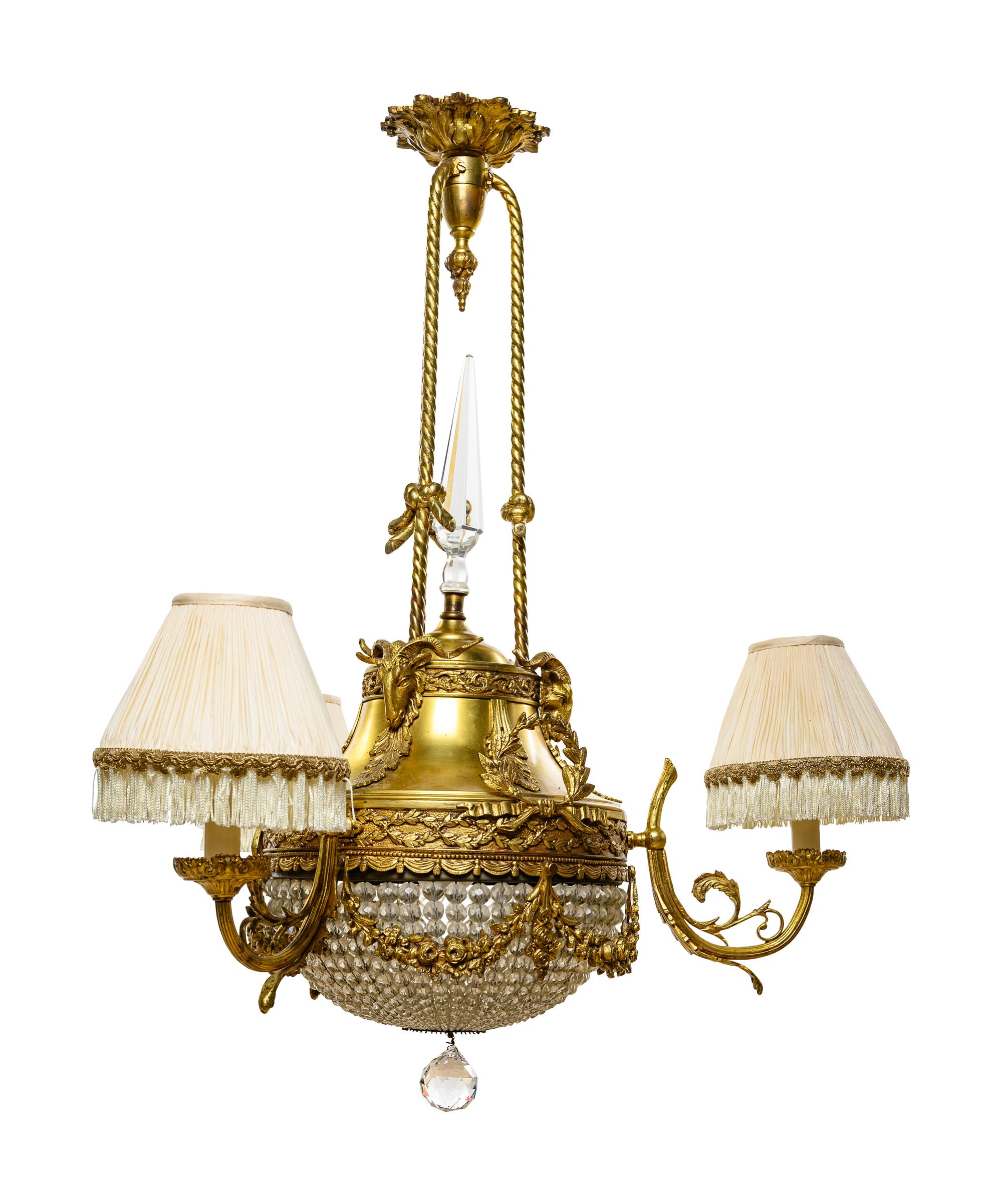 A French Gilt Bronze Three-Light Chandelier
