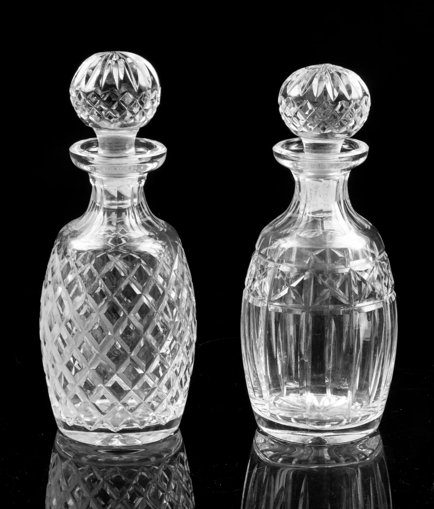 Two Waterford Cut Glass Decanters Height of taller 10 1/4 inches.