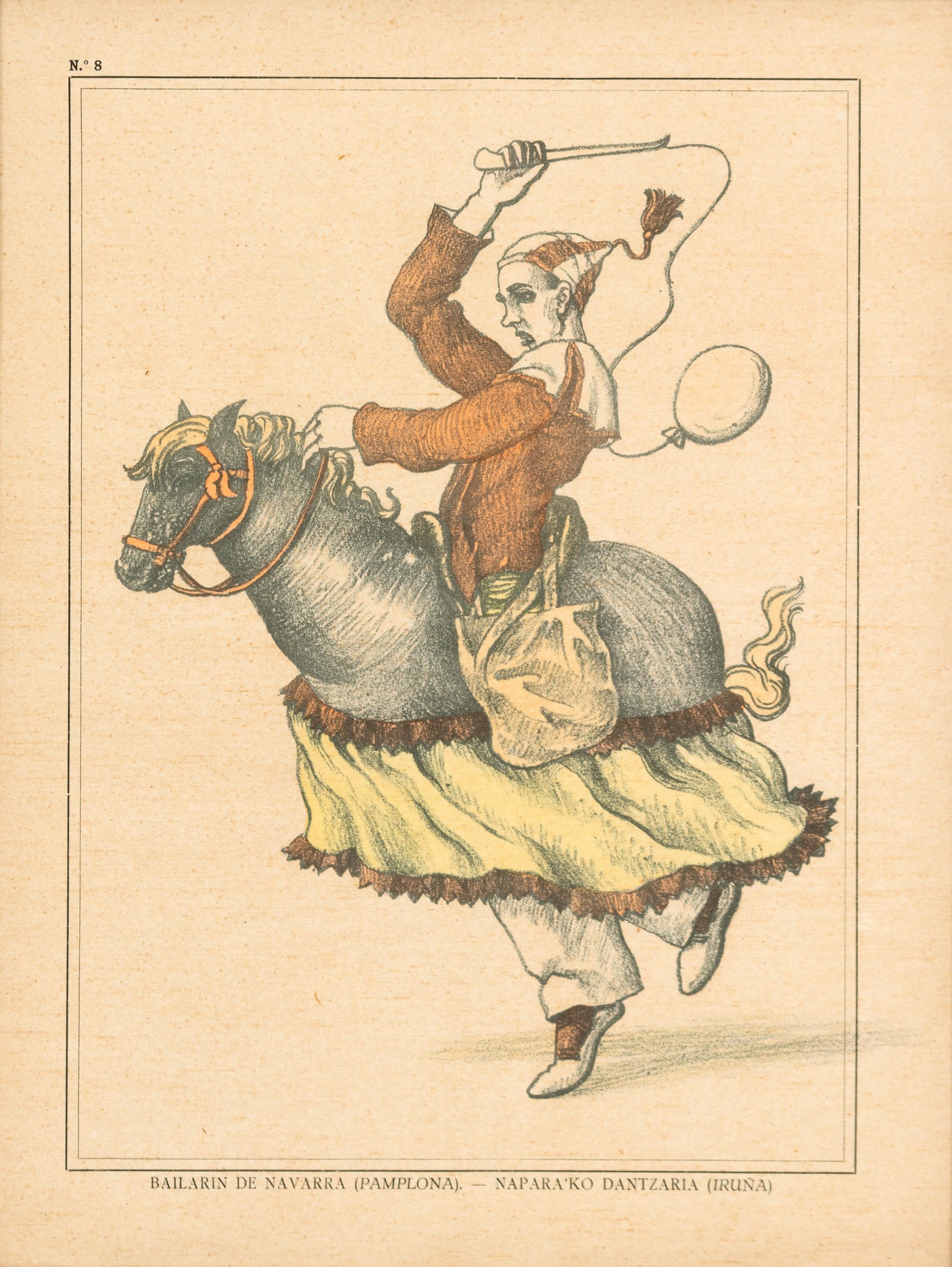 Three Framed Color Prints of Basque Dancers after Obdulio Lopez Framed size 17 x 14 1/2 inches. — 20TH CENTURY