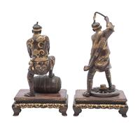 A Pair of Japanese Miyao Style Bronze Figures of Laborers