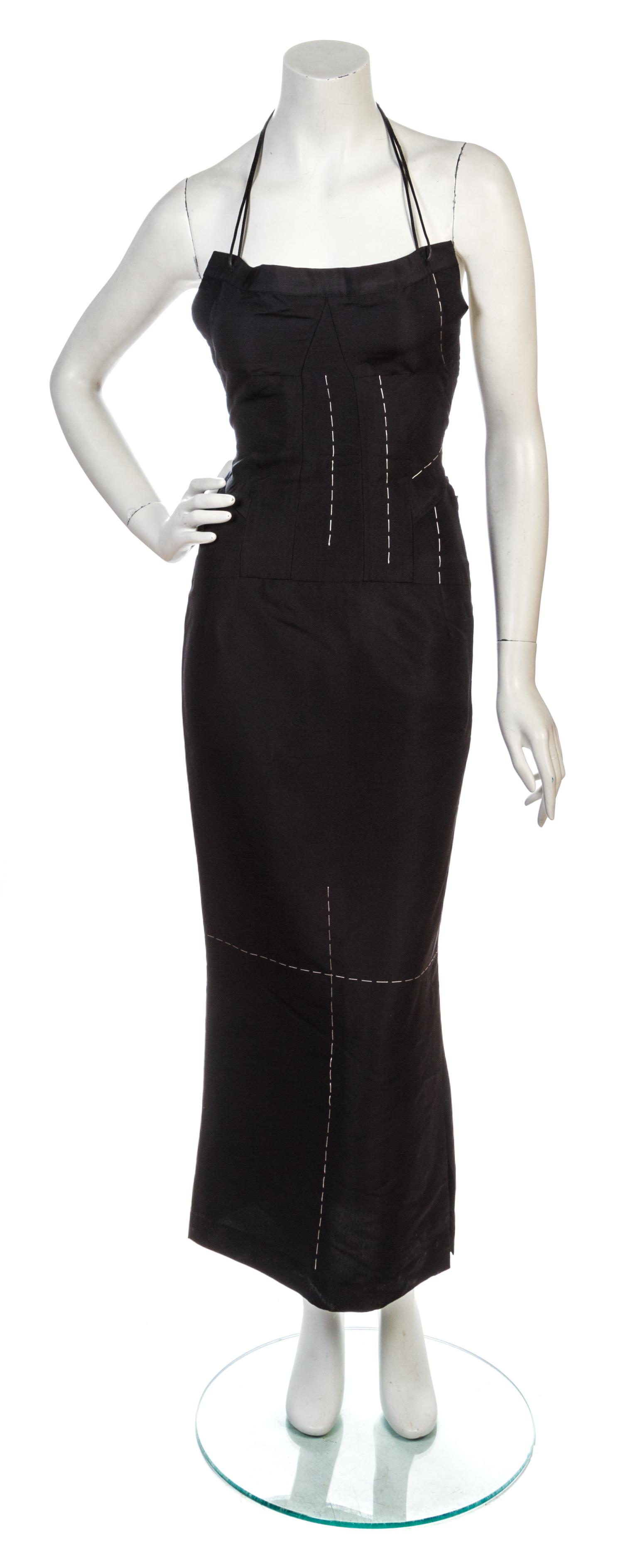 A Yohji Yamamoto Black Silk Faille Runway Dress, Size 1.