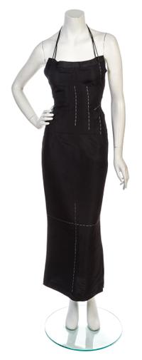 A Yohji Yamamoto Black Silk Faille Runway Dress, Size 1.