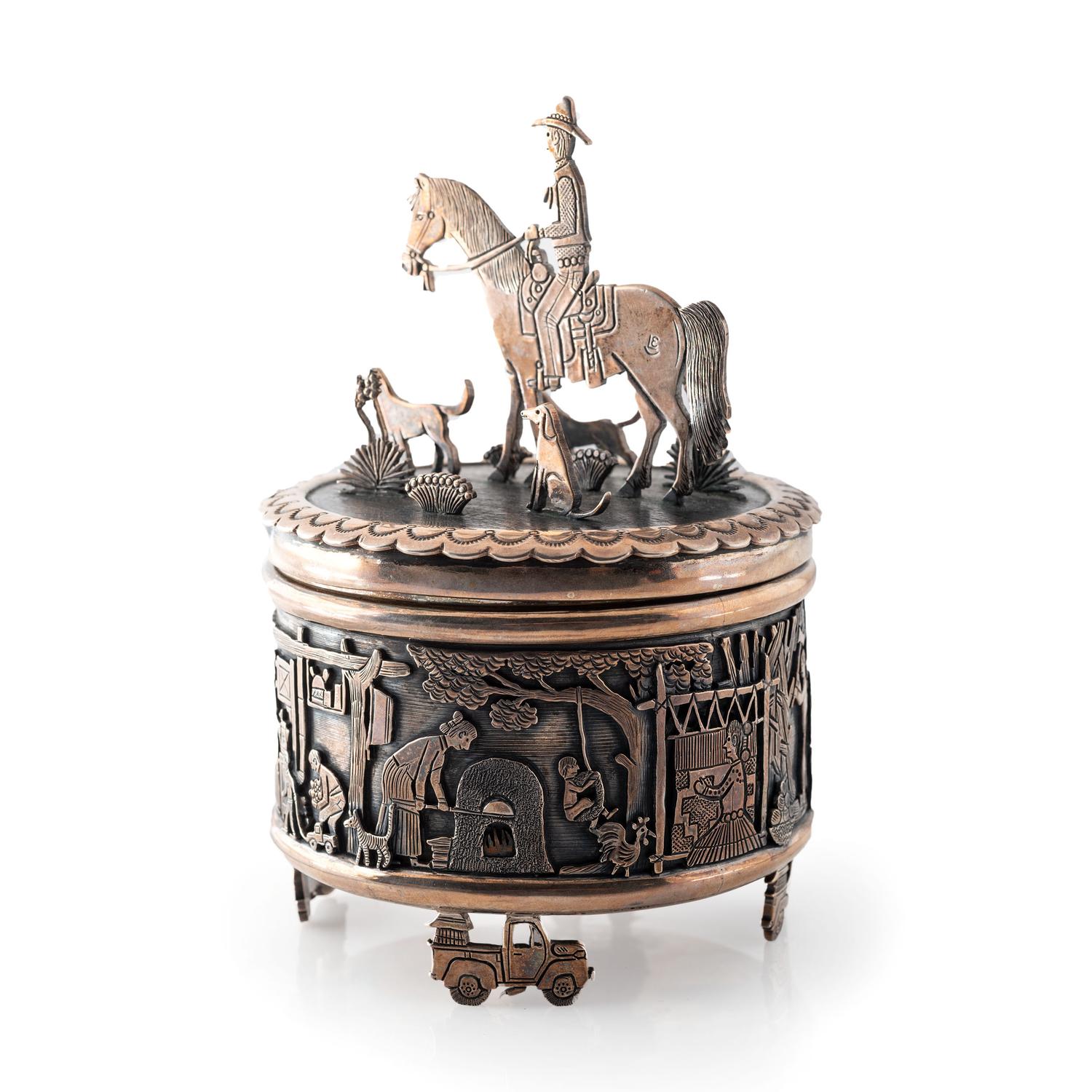 Award Winning Sterling Silver Storyteller Lidded Box, with 14K Gold Accents