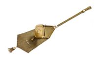 An Edwardian 14 Karat Yellow Gold, Seed Pearl and Sapphire Mesh Purse Necessaire, 81.90 dwts.