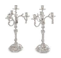 A Pair of Boin-Taburet Silver-Plate Four-Light Candelabra