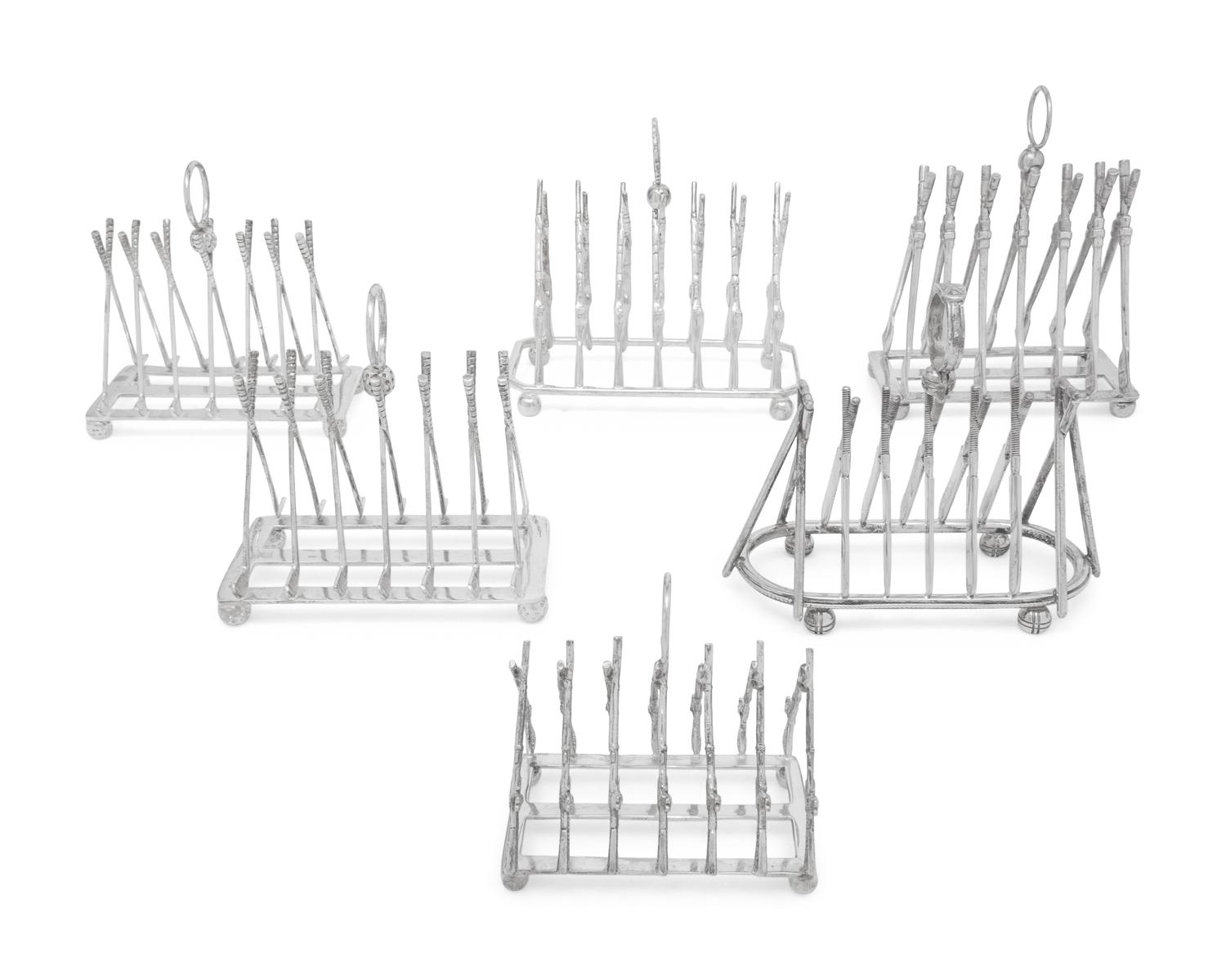 Six Silver-Plate Novelty Toast Racks