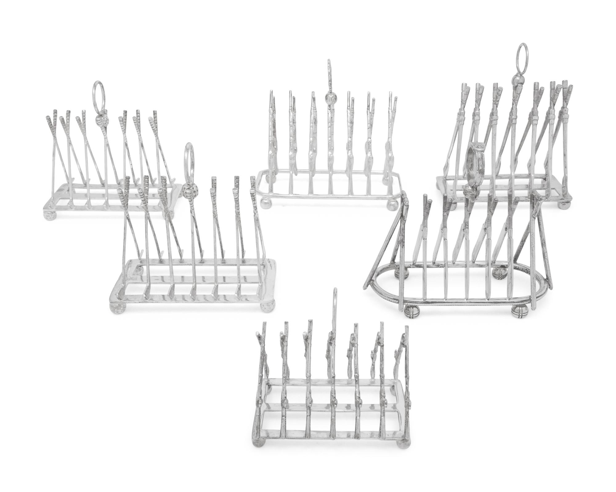 Six Silver-Plate Novelty Toast Racks