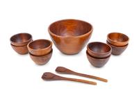 A Carved Wood Salad Serving Set