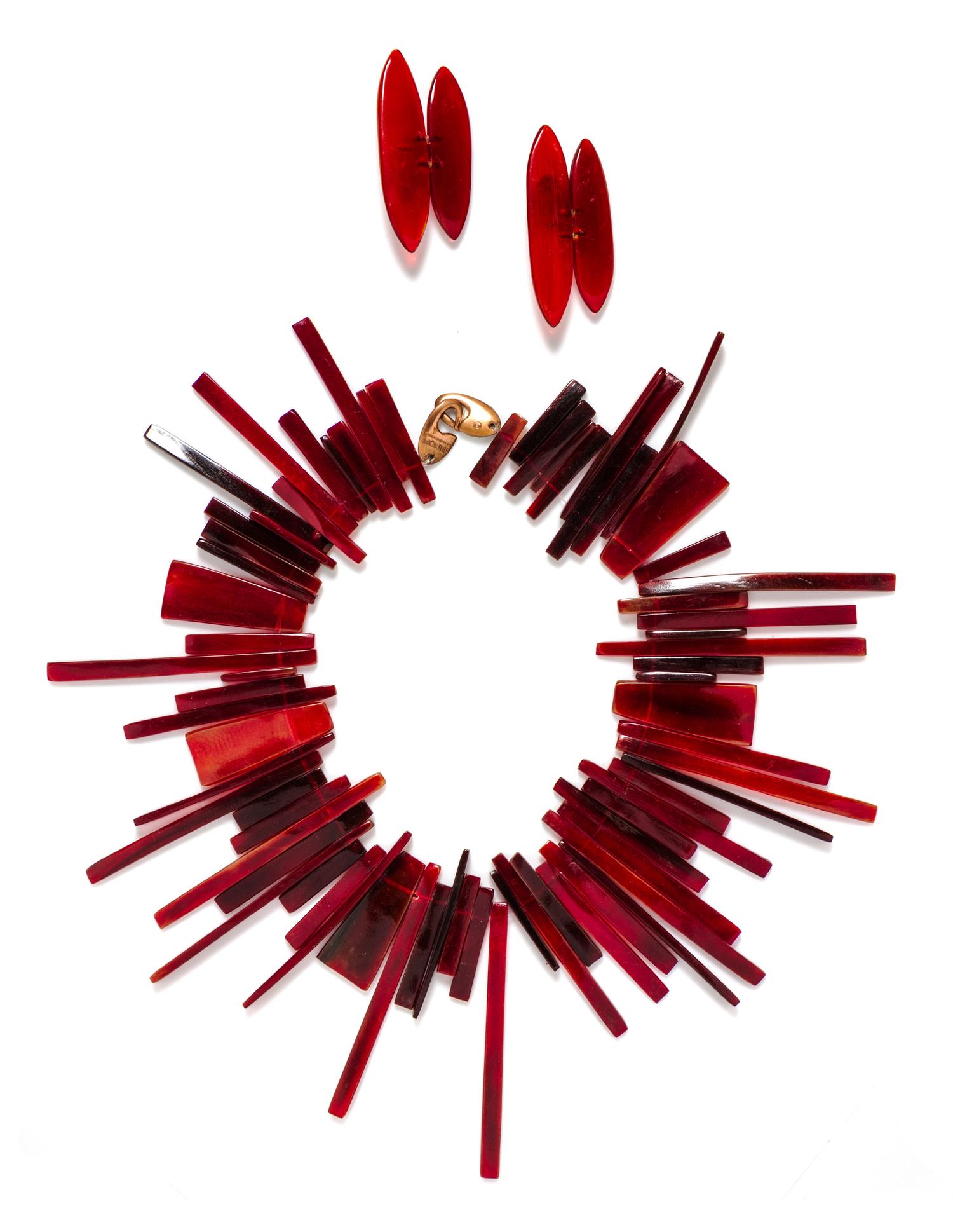 A Gerda Lynggaard for Monies Red Resin Demi Parure,
