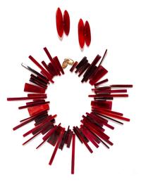 A Gerda Lynggaard for Monies Red Resin Demi Parure,