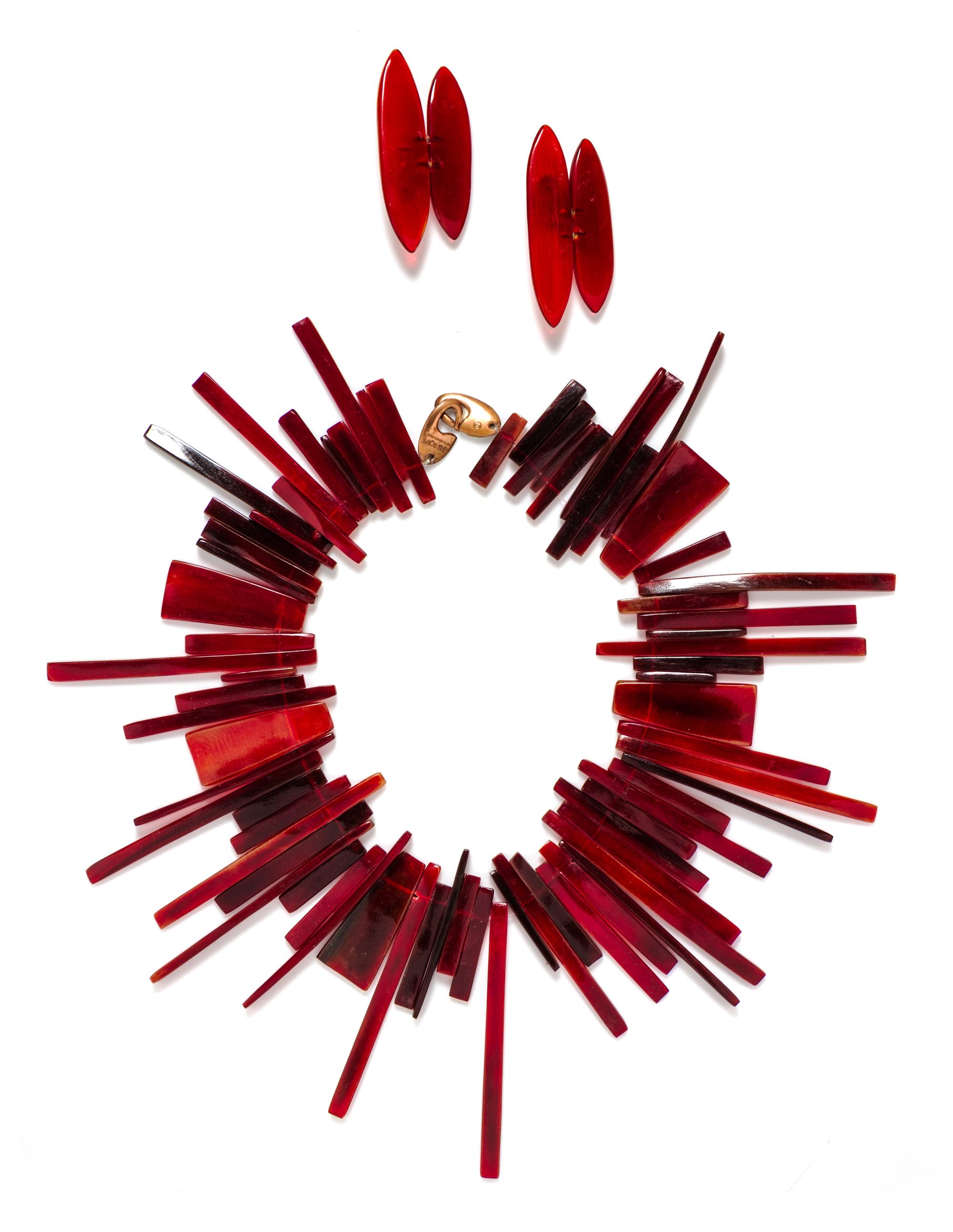 A Gerda Lynggaard for Monies Red Resin Demi Parure,
