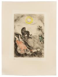 Marc Chagall, (French/Russian, 1887-1985), Prophete tue par un lion (from La Bible), 1958