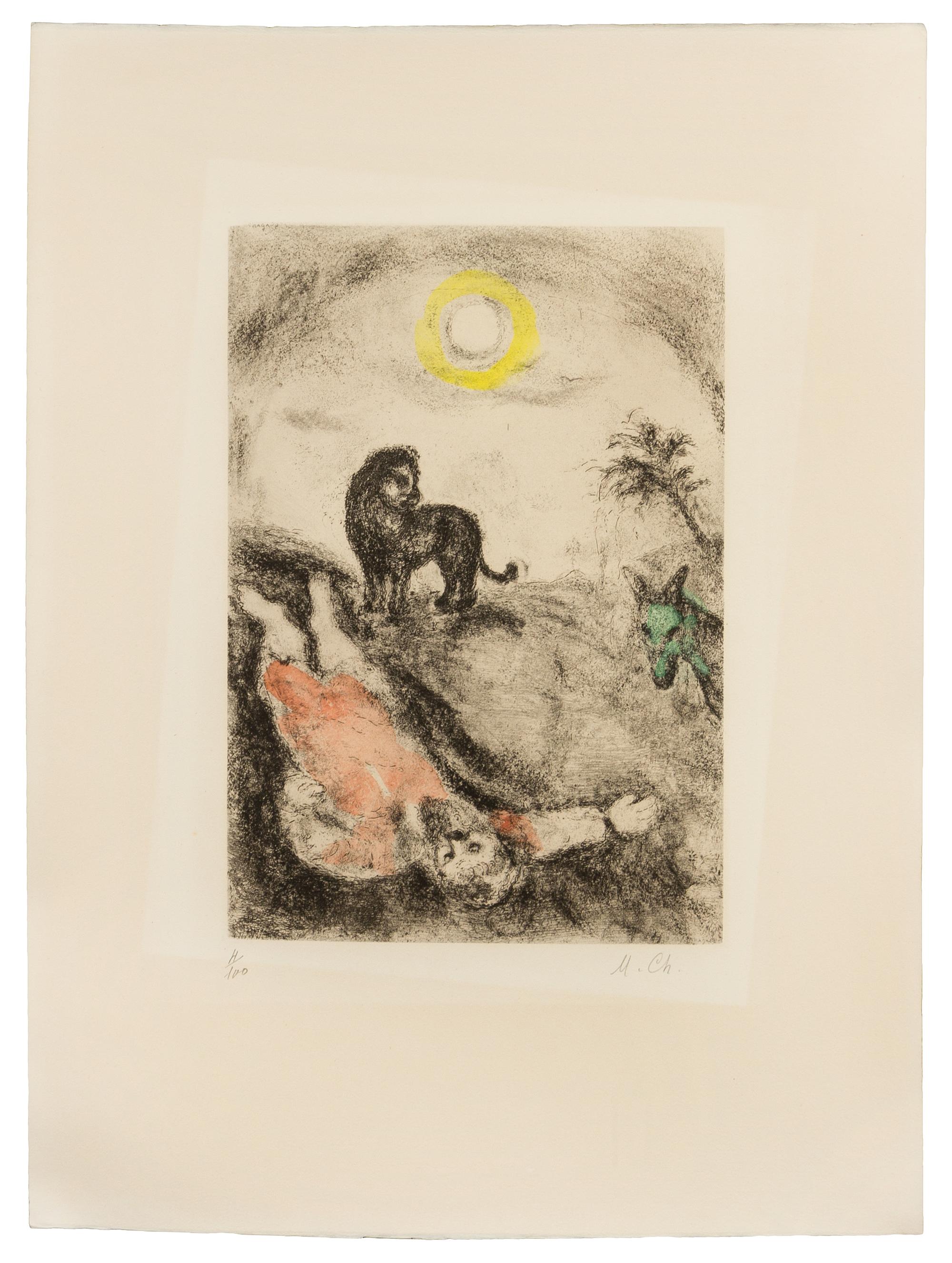Marc Chagall, (French/Russian, 1887-1985), Prophete tue par un lion (from La Bible), 1958