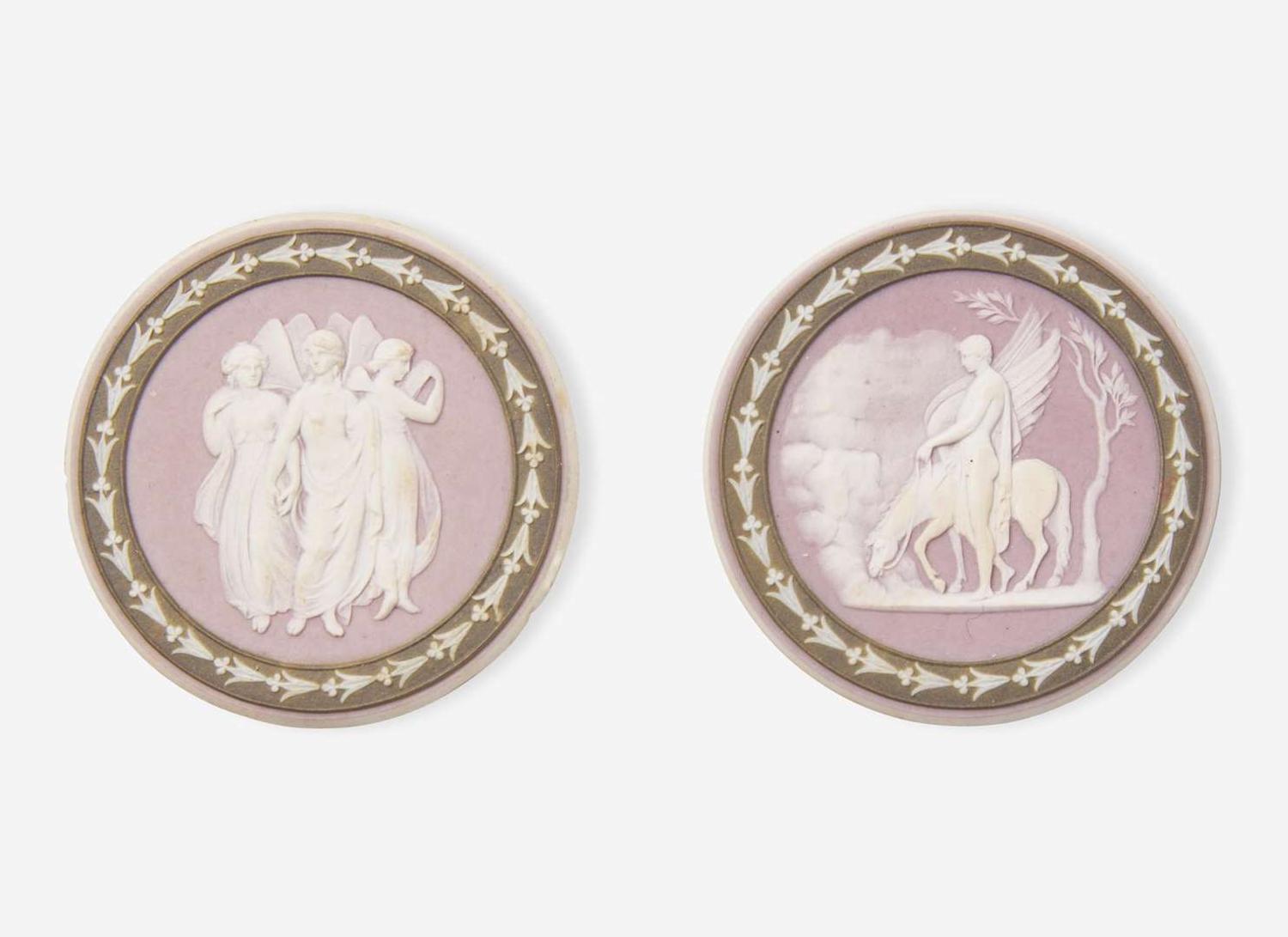 Two Wedgwood Tricolor Jasperware Medallions, UK, late 18th century