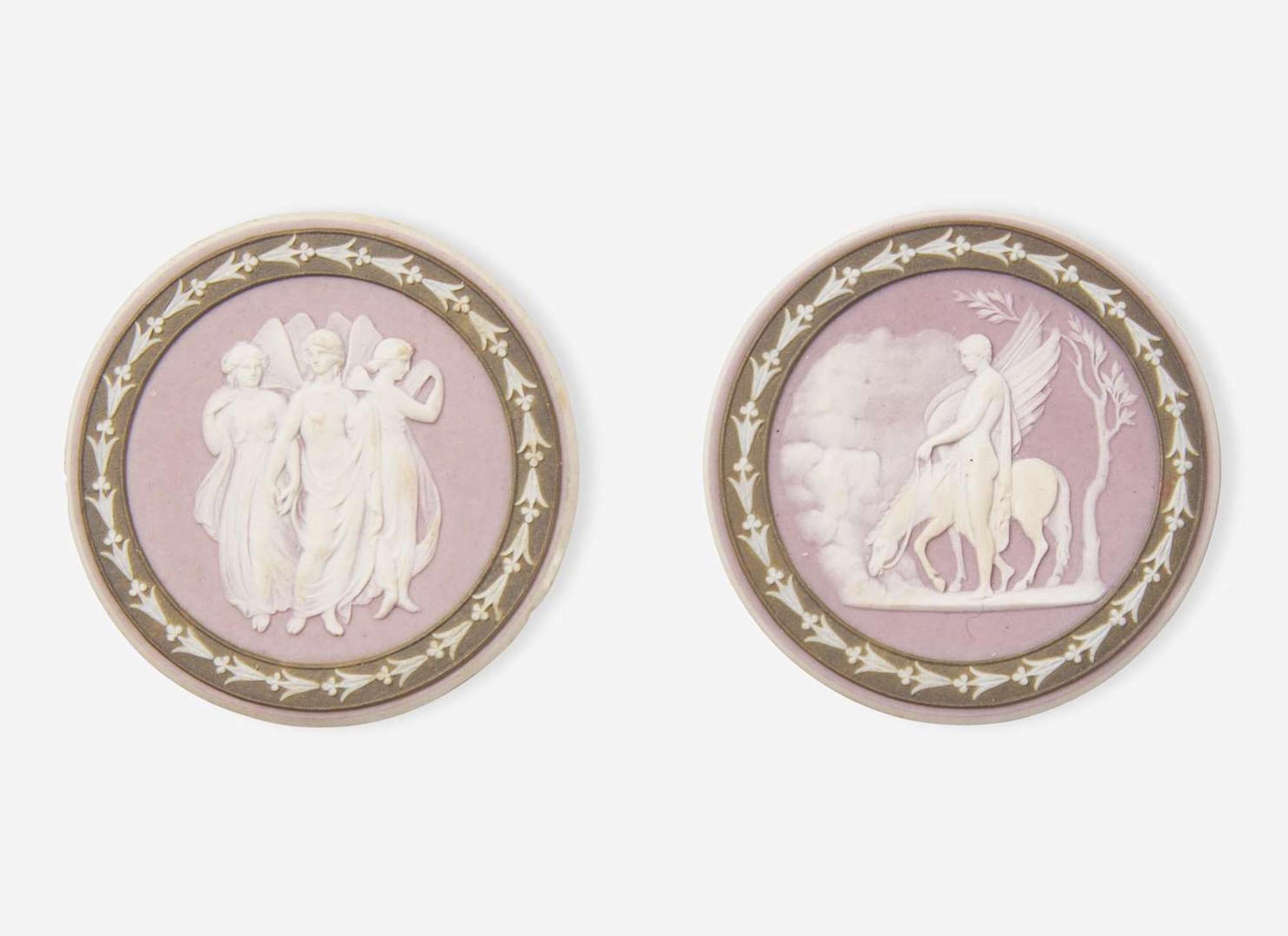Two Wedgwood Tricolor Jasperware Medallions, UK, late 18th century