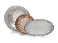 A Group of Three S. Kirk and Son Repousse Silver Dishes
