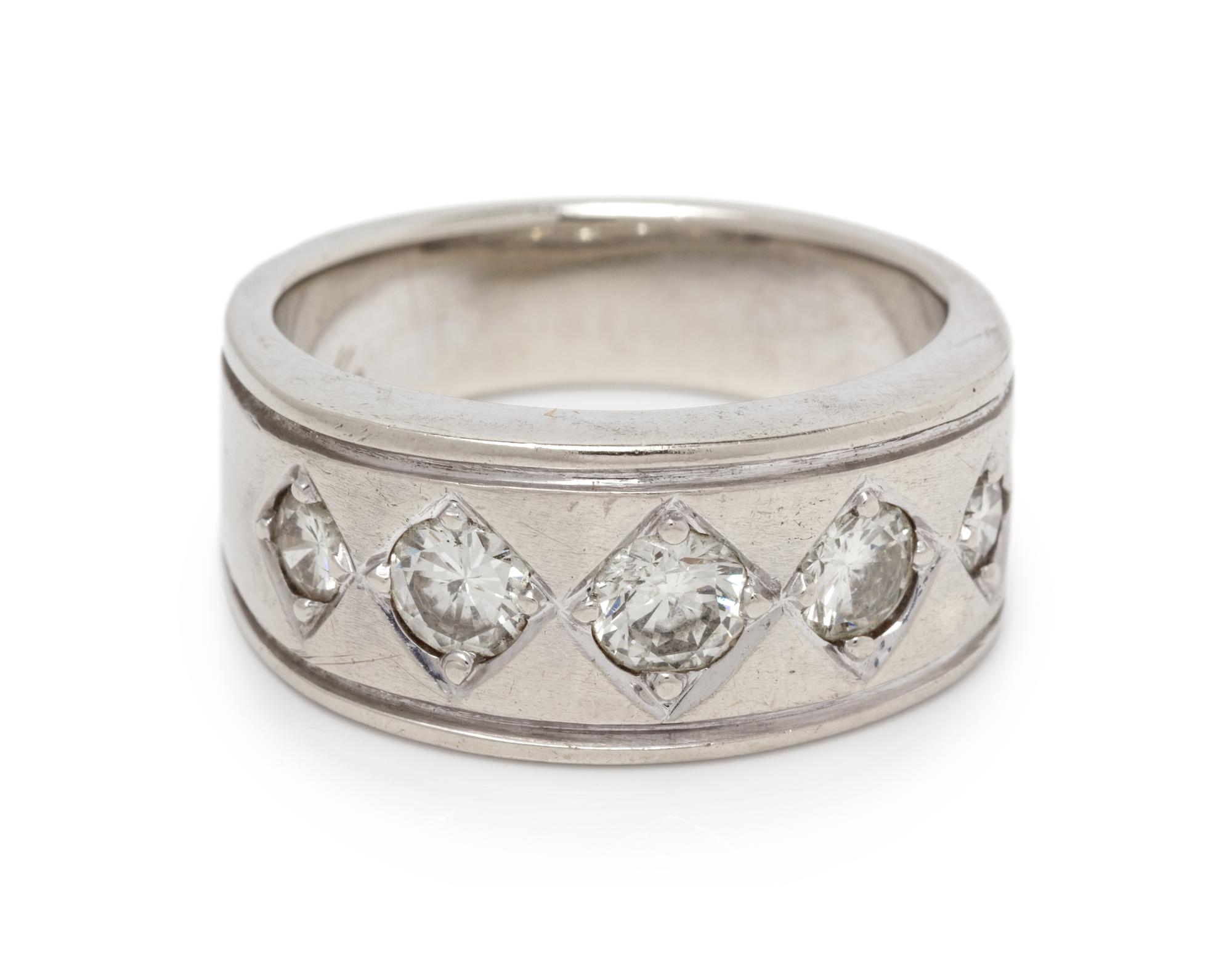 A 14 Karat White Gold and Diamond Ring,