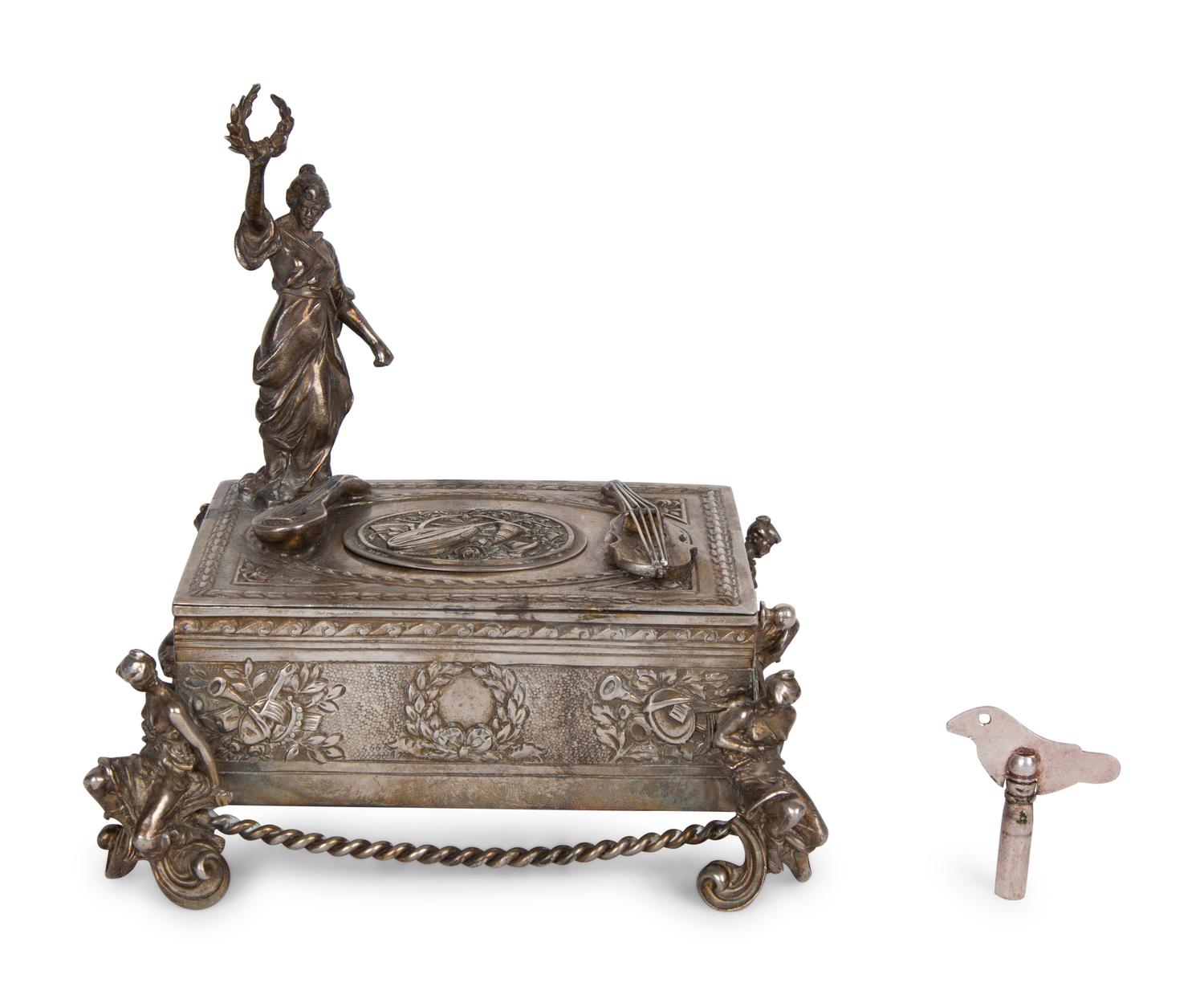 A Continental Silver Singing Bird Automaton Box — 19TH CENTURY