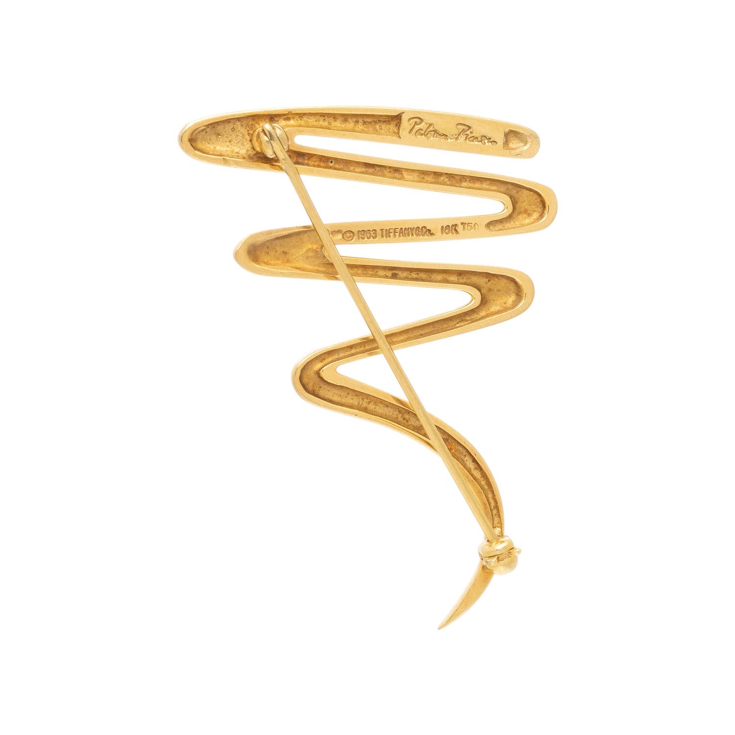 TIFFANY & CO., PALOMA PICASSO, YELLOW GOLD 'SCRIBBLE' BROOCH