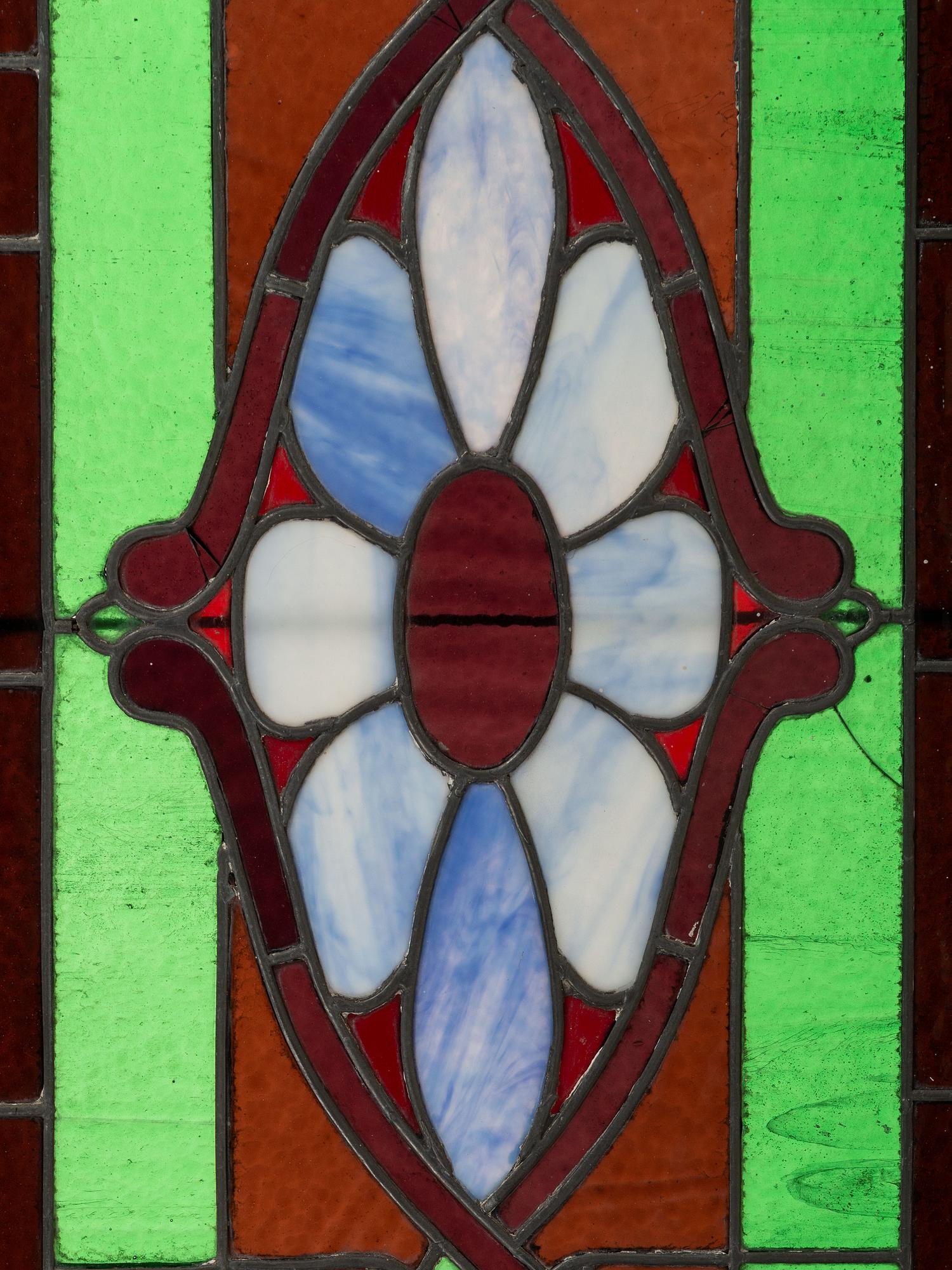 Three American Stained Glass Window Panels