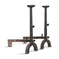 A Pair of Gothic Style Iron Andirons
