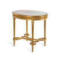 A Louis XVI Style Onyx-Inset Giltwood Center Table in the Style of Adam Weisweiler