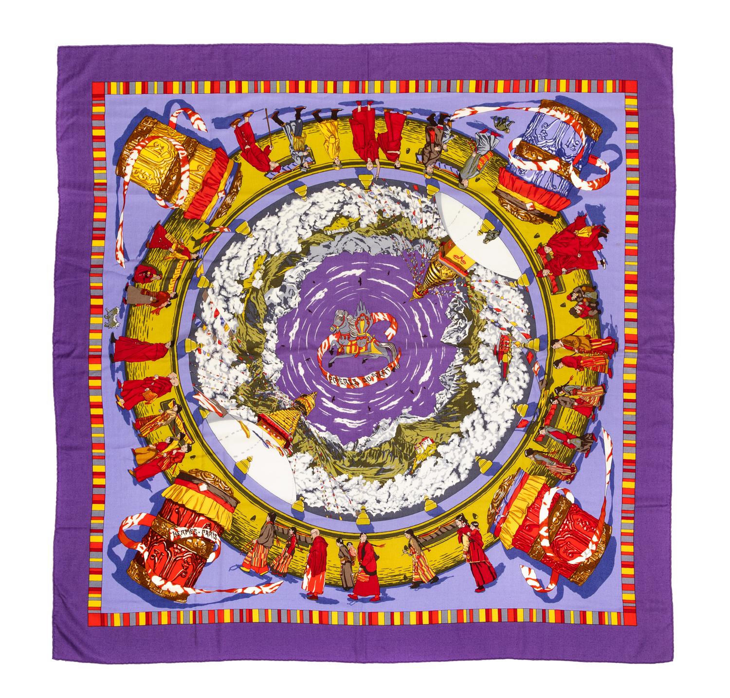 Hermès Cashmere Prieres Au Veut Scarf
