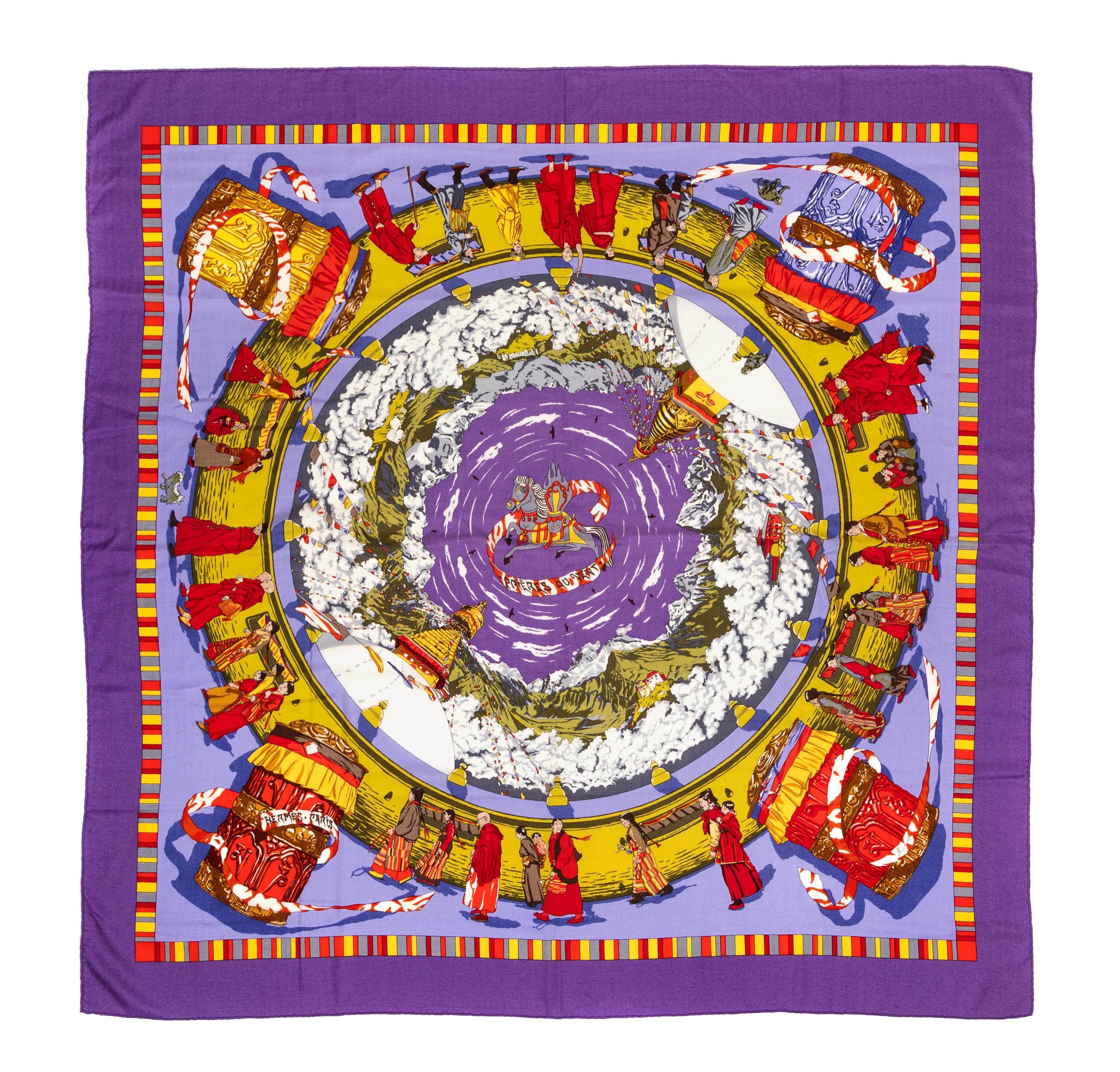 Hermès Cashmere Prieres Au Veut Scarf