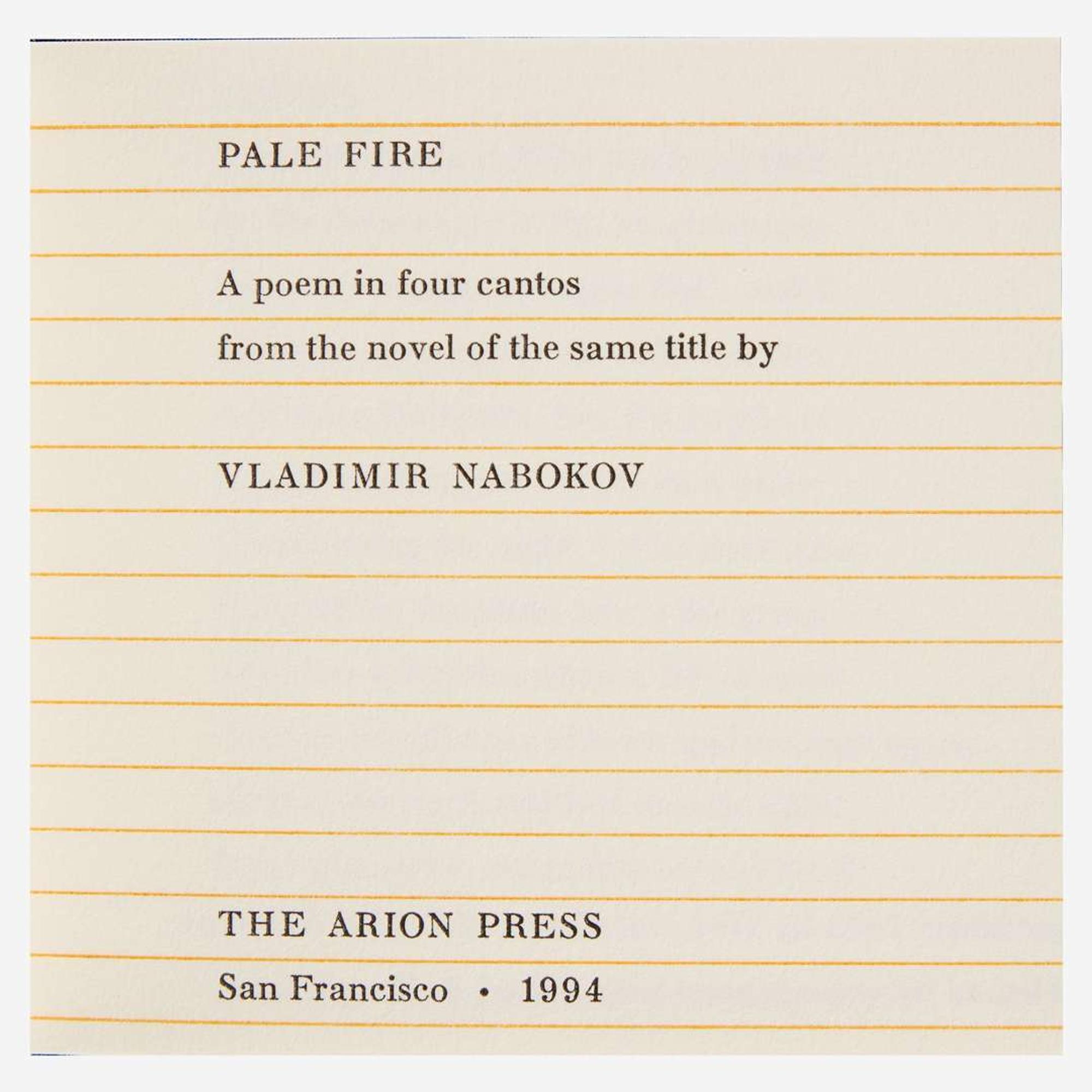 [Private Press] [Arion Press, The] Nabokov, Vladimir Pale Fire