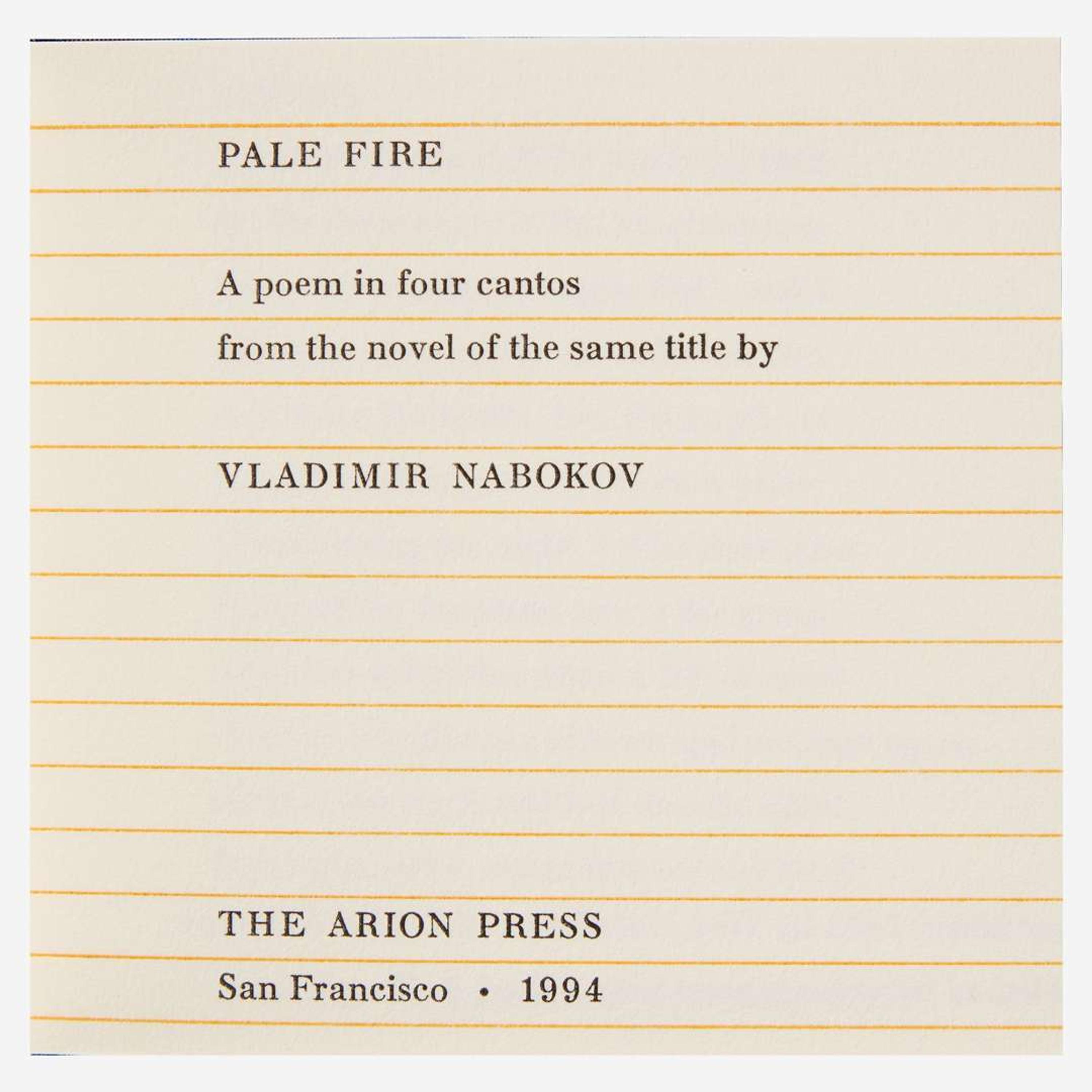 [Private Press] [Arion Press, The] Nabokov, Vladimir Pale Fire