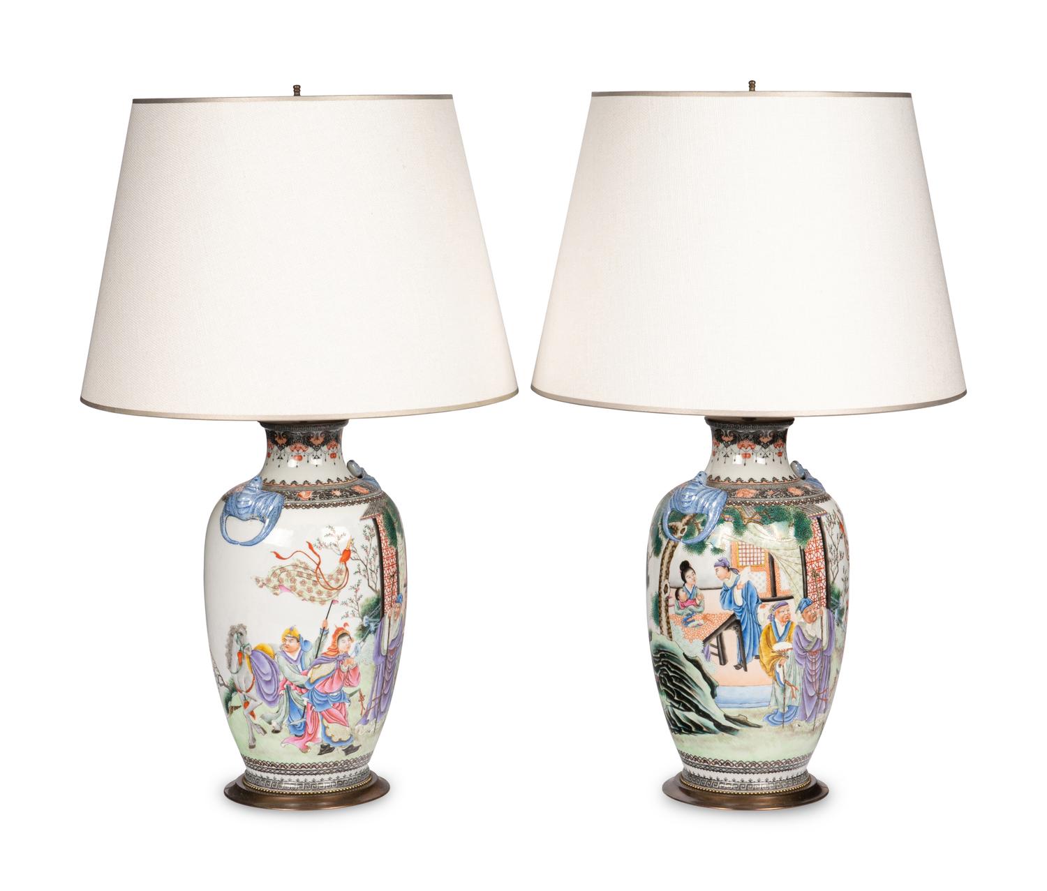 A Pair of Chinese Famille Rose Porcelain Vases