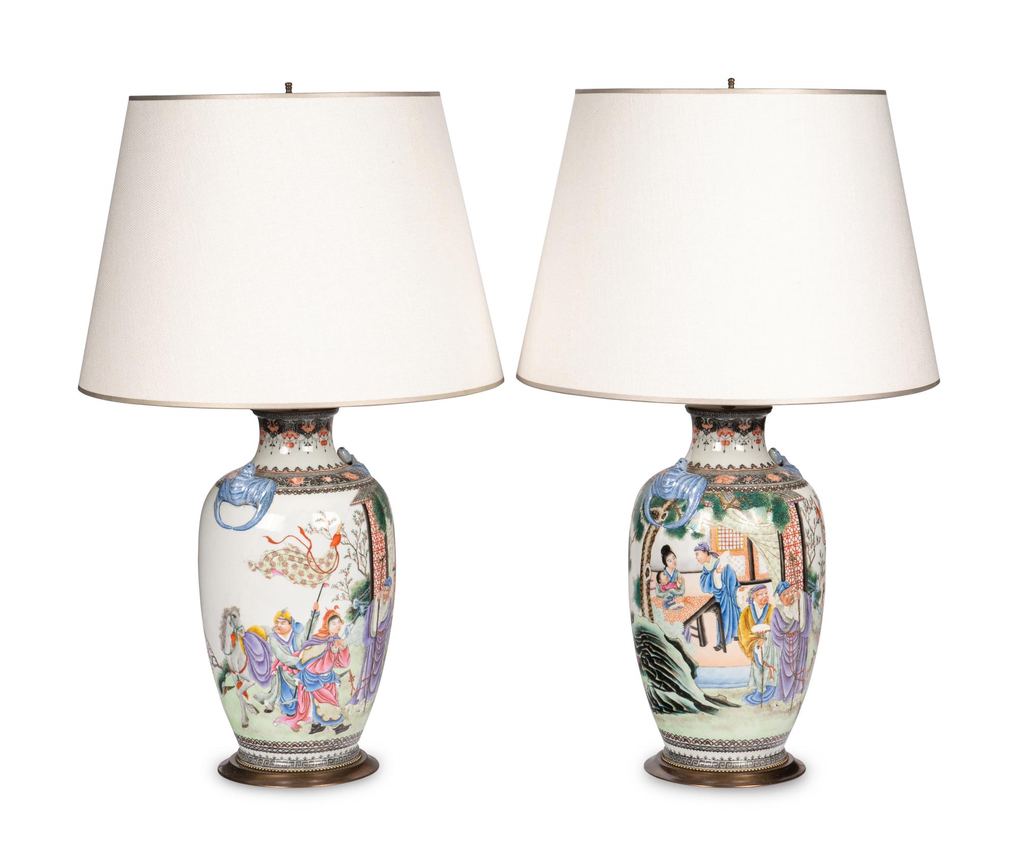 A Pair of Chinese Famille Rose Porcelain Vases