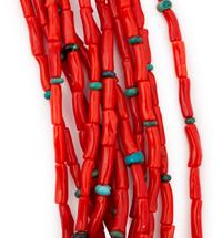 Multi-Strand Coral and Turquoise Necklace