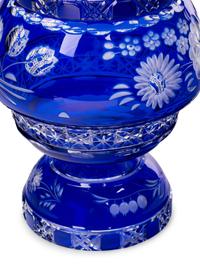 A Cobalt Cut-to-Clear Glass Jar and Cover