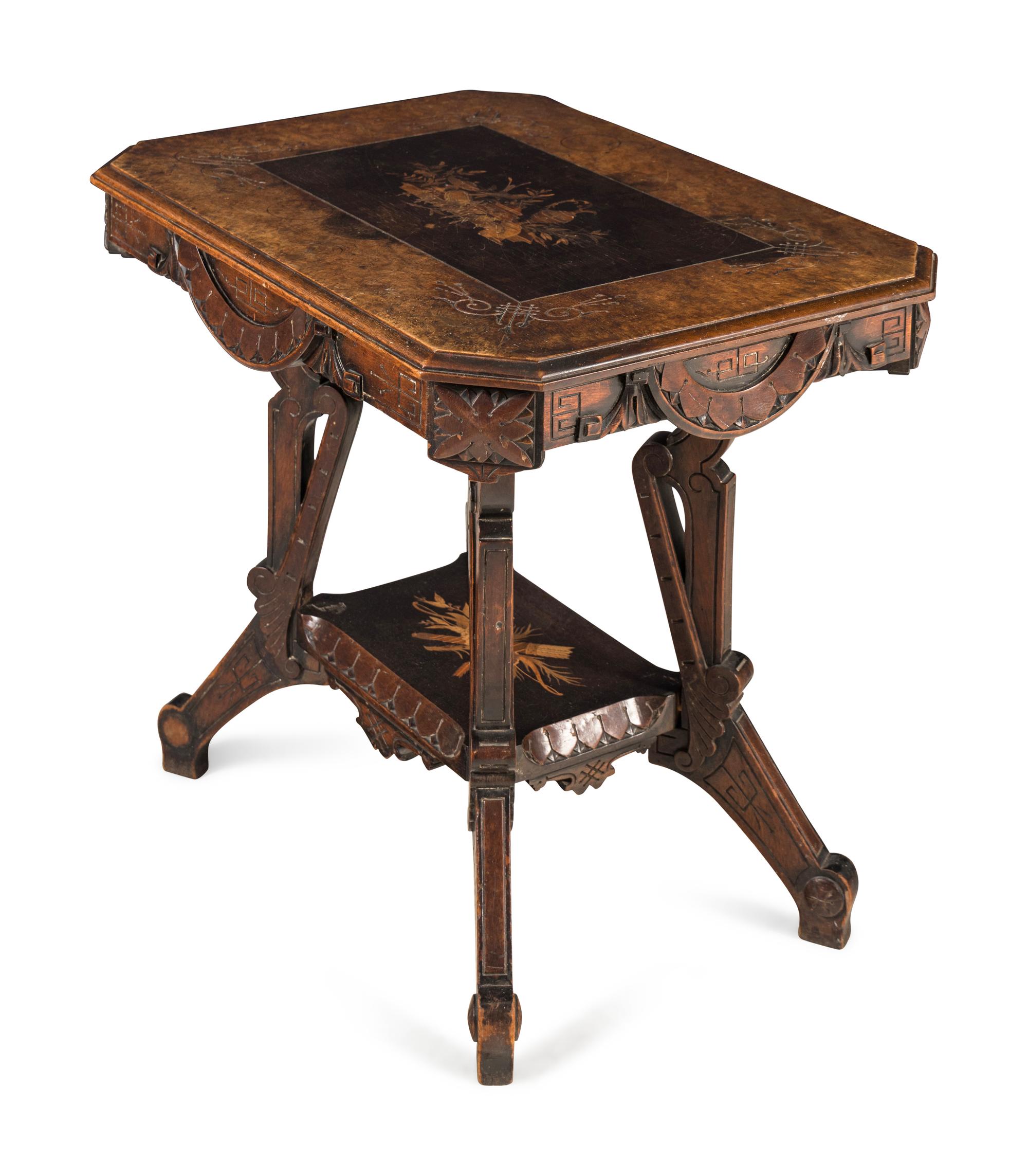 A Victorian Walnut and Marquetry Side Table