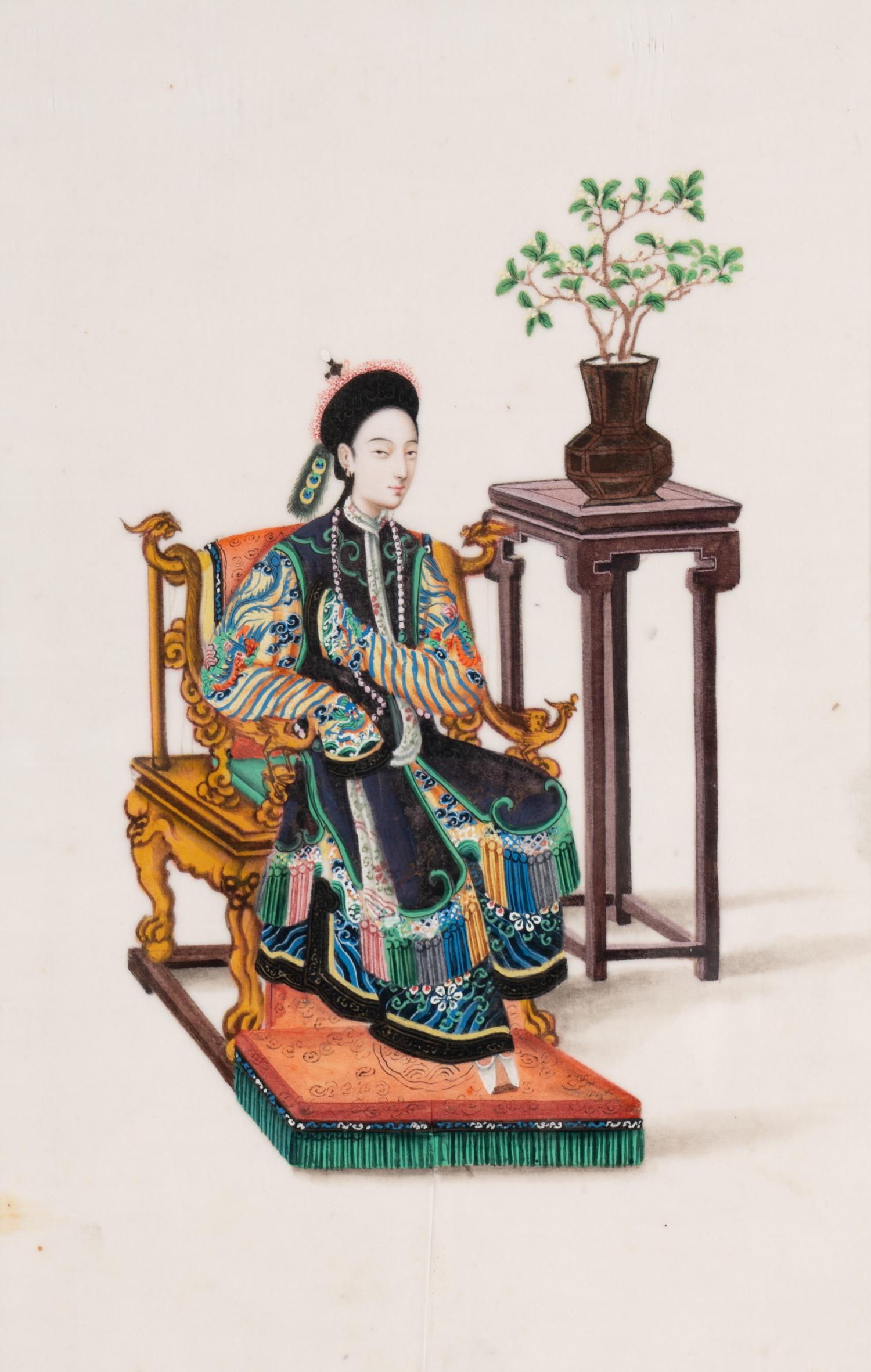 A Set of 12 Chinese Export Pith Paintings, Late 19th/Early 20th Century 清晚期 通草畫人物圖鏡框12幅