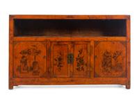 A Chinese Export Paint Decorated Serving Cabinet
