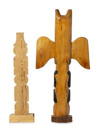 Alaskan Native Carved Model Totem Poles