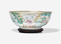 A Chinese Export Porcelain Famille Rose 'Hunt' Punch Bowl