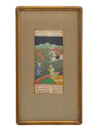 A Collection of Six Persian Miniature Paintings in Giltwood Frames